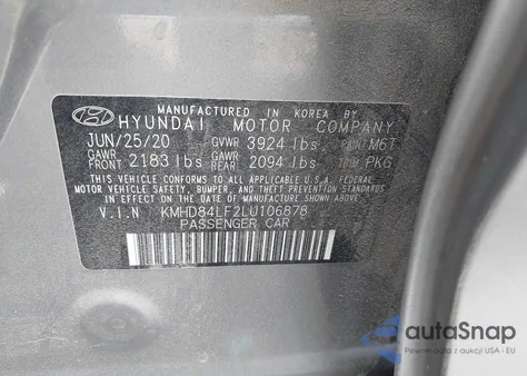 2020 Hyundai Elantra Sel from USA, damaged, VIN KMHD84LF2LU106878